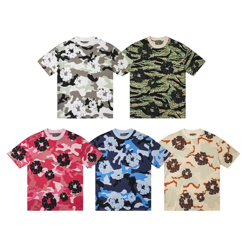 D316# ​​Top P132 D317# Pants P136 DENIM TEARS Kapok European and American fashion brand high quality correct version foam flocking camouflage printed short-sleeved suit Color Camouflage blue Camouflage powder Camouflage gray Camouflage apricot Camouflage green Size S-XL